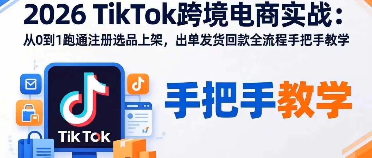 TikTok跨境电商0-1实战，新手入门首选教程
