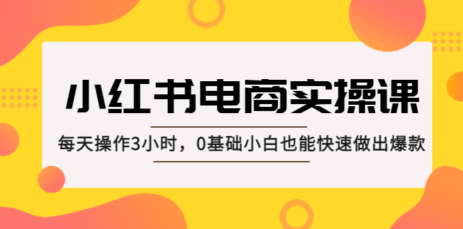 小红书·电商实操课：每天操作3小时，0基础小白也能快速做出爆款！