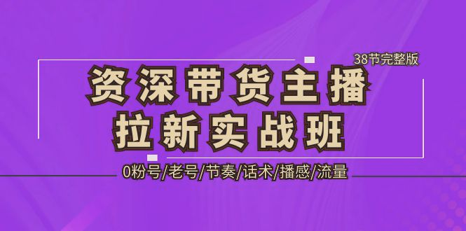 资深·带货主播拉新实战班，0粉号/老号/节奏/话术/播感/流量-38节完整版