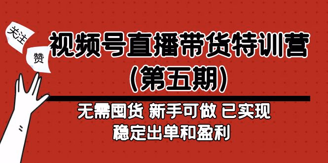 视频号直播带货特训营（第五期）无需囤货 新手可做 已实现稳定出单和盈利