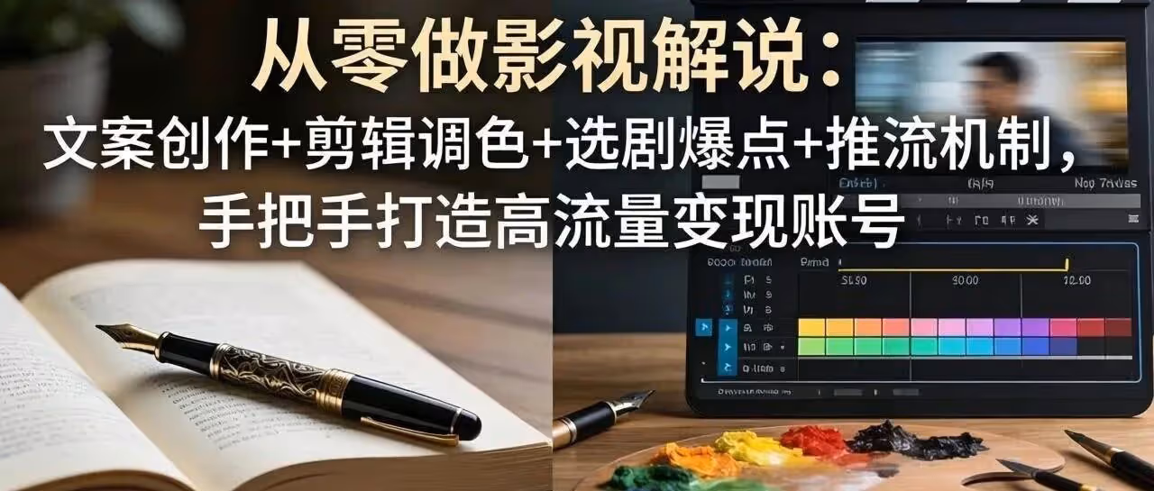 影视解说变现：文案剪辑选剧，零基础起号