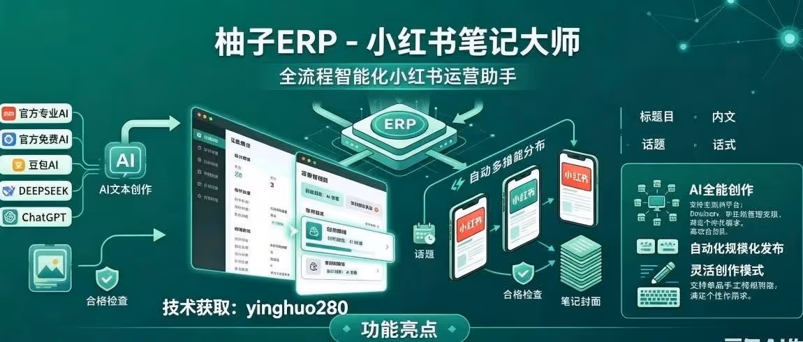 柚子 ERP：AI 批量种草，30 秒爆款引流