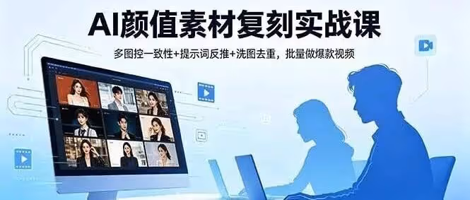 Al颜值素材复刻实战课，多图控一致性+提示词反推+洗图去重，批量做爆款视频（附教程 ）
