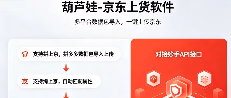 葫芦娃上货软件：多平台导入，智能匹配，一键上传京东