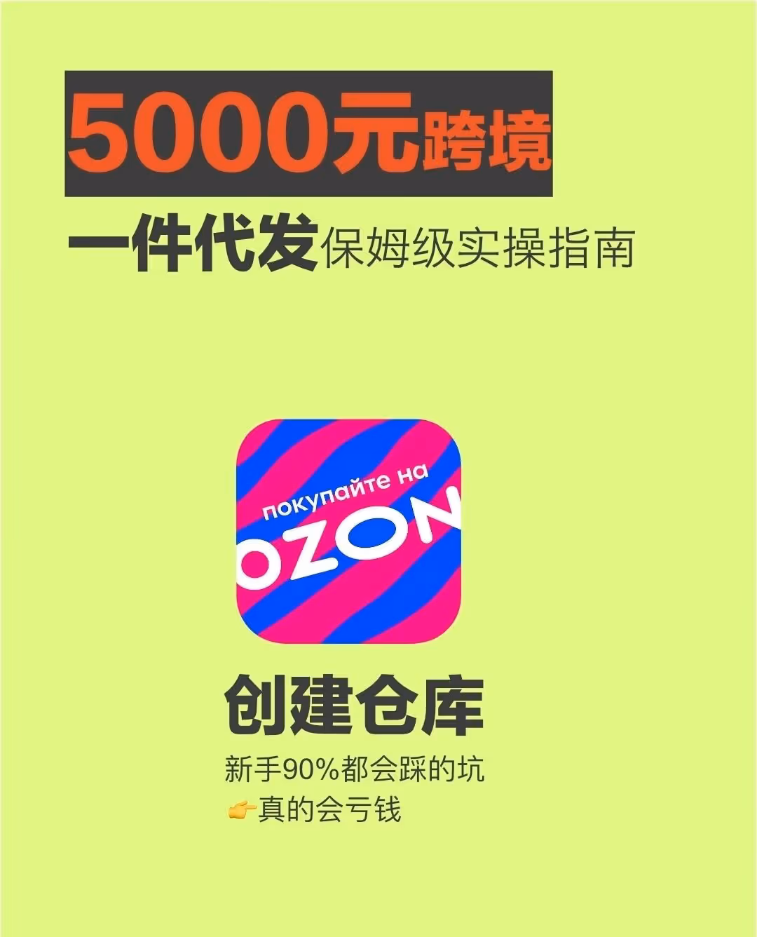 5000元做Ozon跨境！一件代发实战攻略