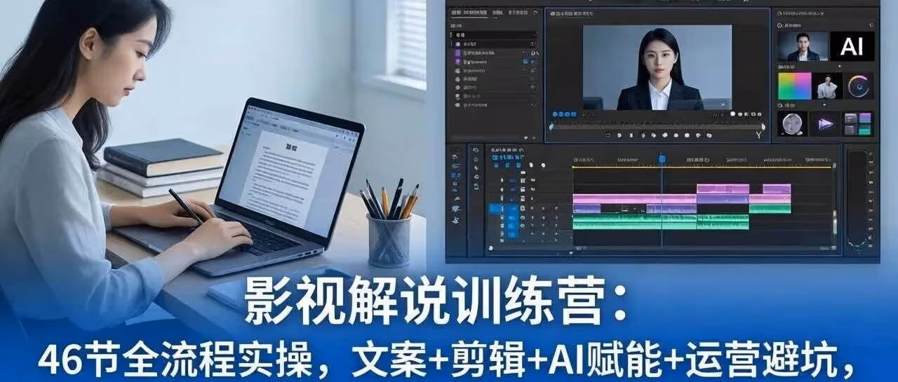 小白逆袭指南：46节实操课教你打造爆款影视解说
