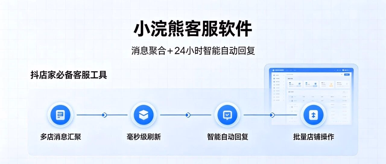 小浣熊客服软件-消息聚合 + 24 小时智能自动回复-抖店家必备客服工具-毫秒级刷新、批量店铺操作