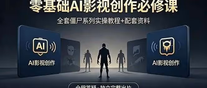 零基础Al影视创作必修课，全套僵尸系列实操教程加配套资料，全程答疑带你独立完整出片（附教程）
