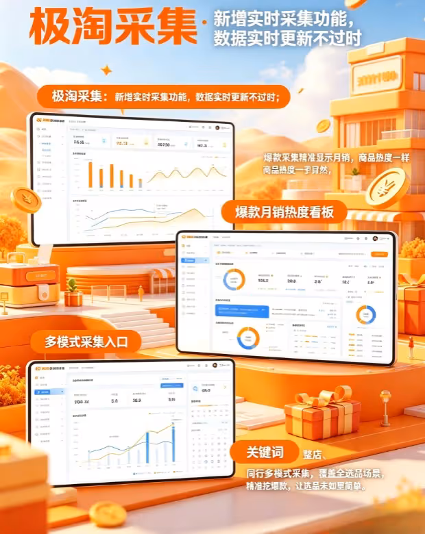 极淘采集，实时采集+精准月销
