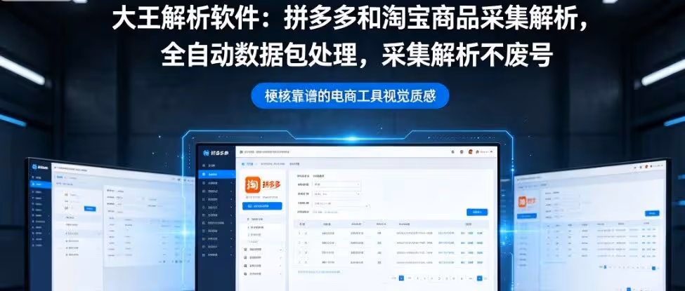 大王解析软件：拼多多和淘宝商品采集解析，全自动数据包处理，采集解析不废号！