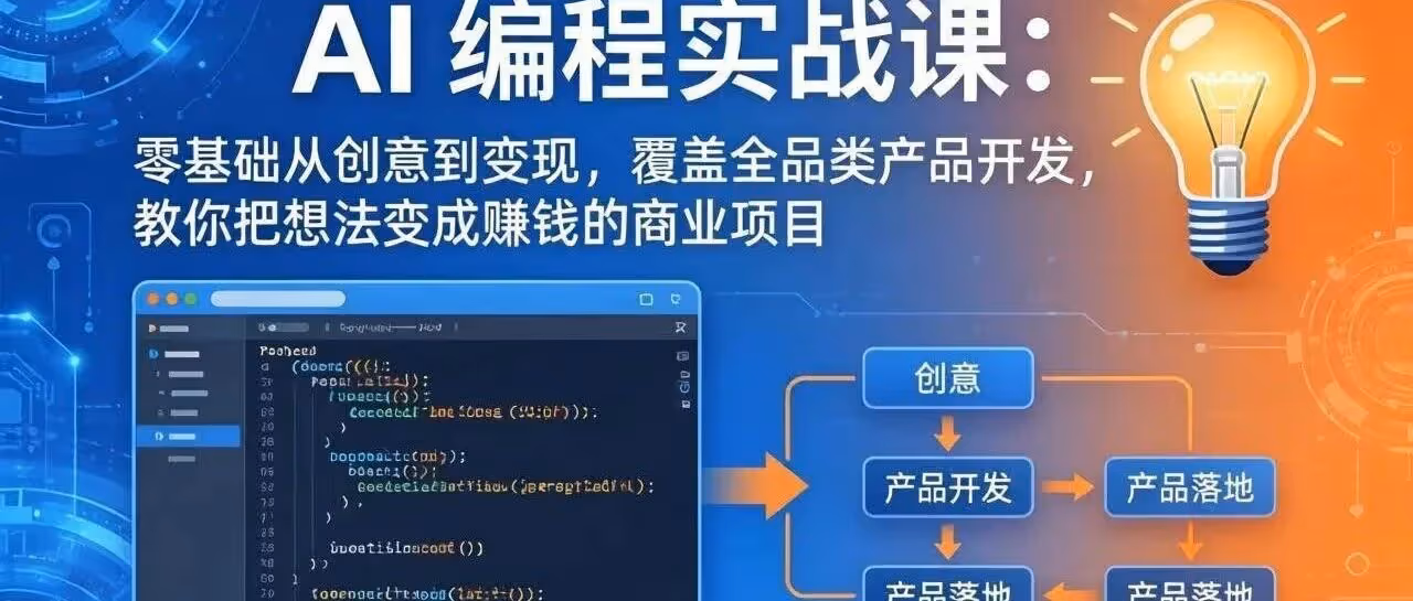 Al编程实战课-第三期-5月9更新：零基础从创意到变现，覆盖全品类产品开发，把想法变成赚钱项目（附教程）
