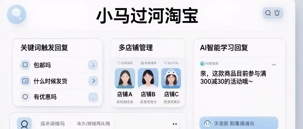 小马过河淘宝-淘宝自动回复软件-关键词触发回复-多店铺管理-ai智能学习回复